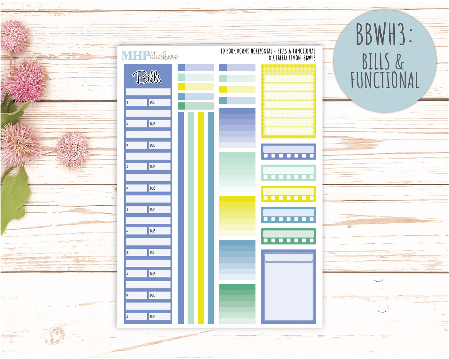 July 2025 Stickers for Laurel Denise BOOK BOUND Planner. "Blueberry Lemon" || BB