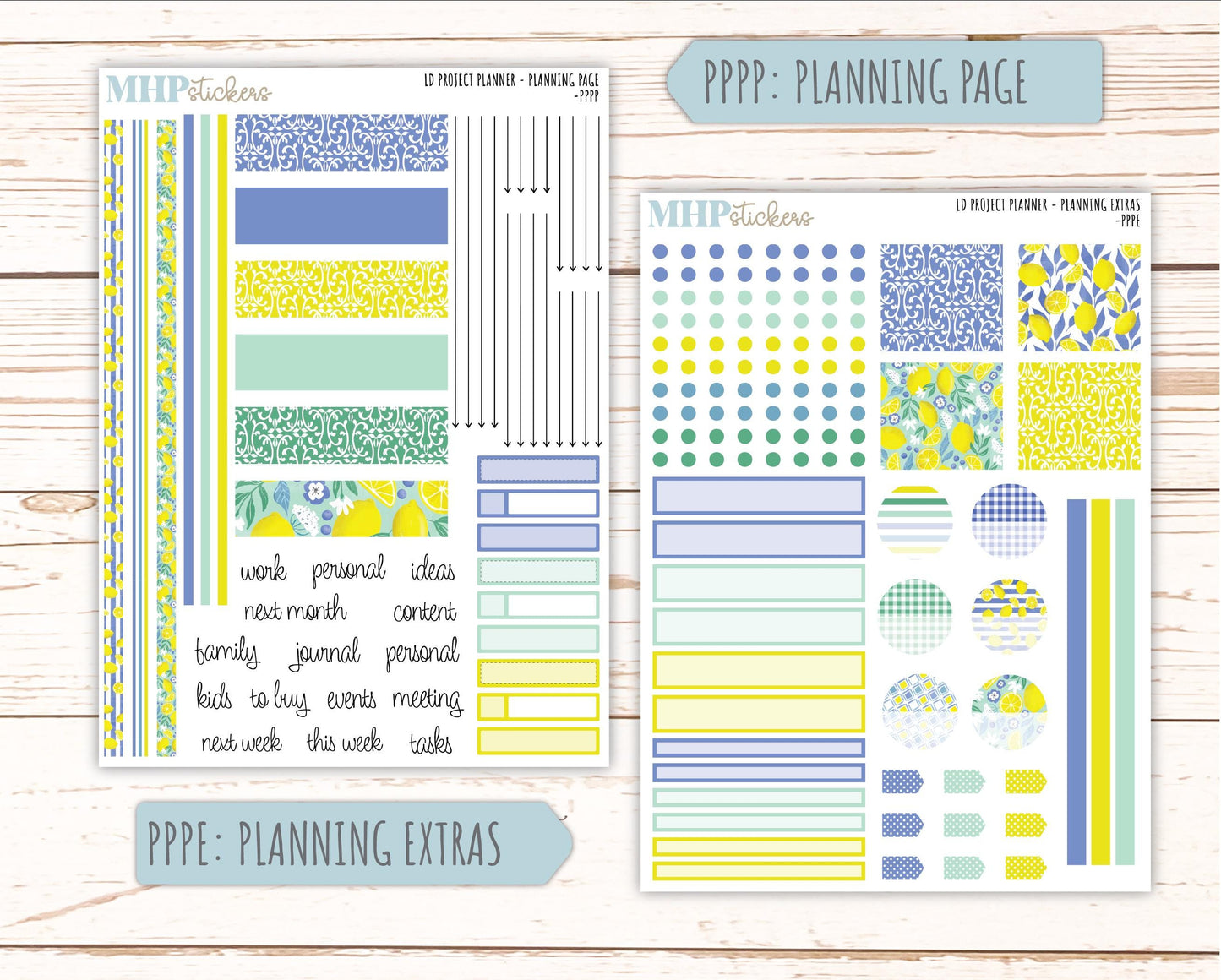JULY Stickers for LD 4-Column Planner (Formerly Project Planner) "Blueberry Lemon" || PPBL