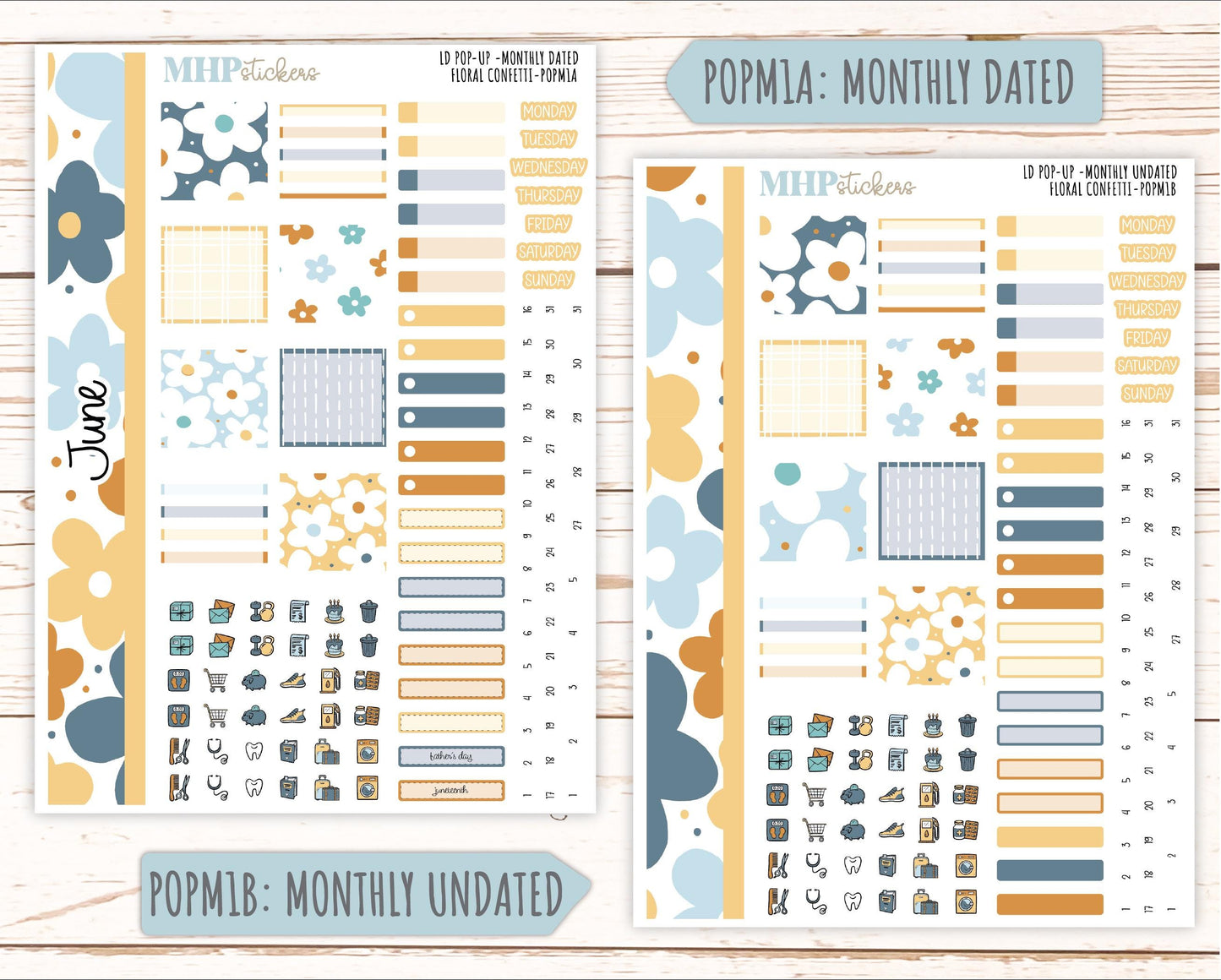 June 2025 Stickers for Laurel Denise POP-UP Planner. "Floral Confetti" || POPFC