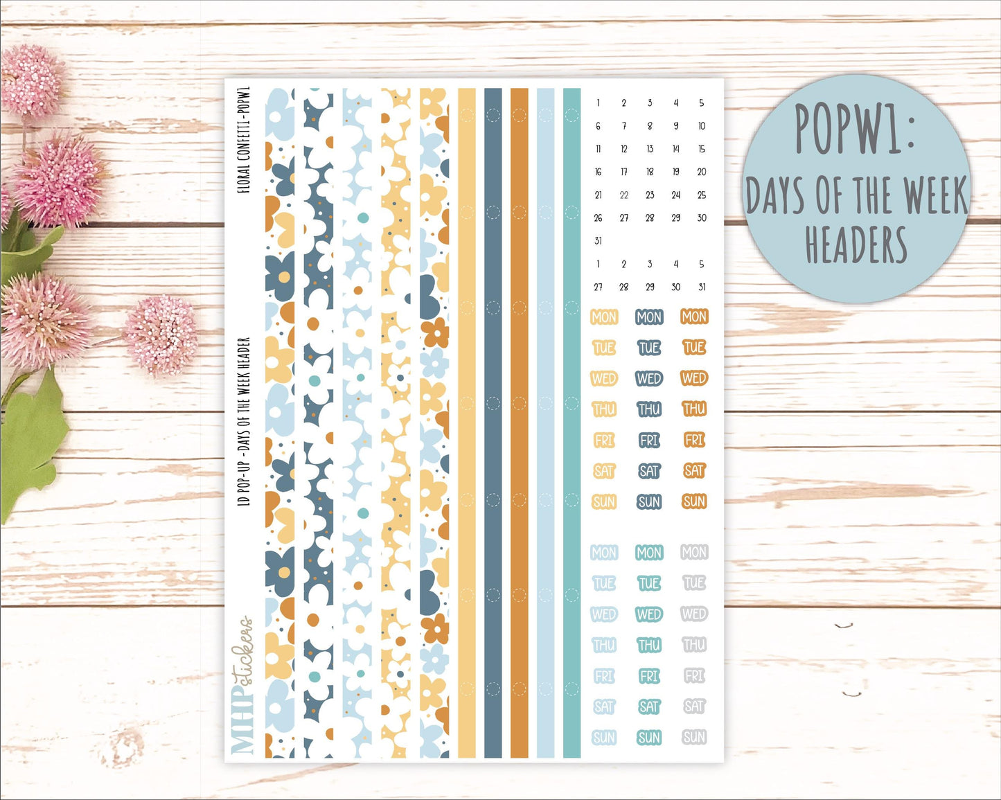 June 2025 Stickers for Laurel Denise POP-UP Planner. "Floral Confetti" || POPFC