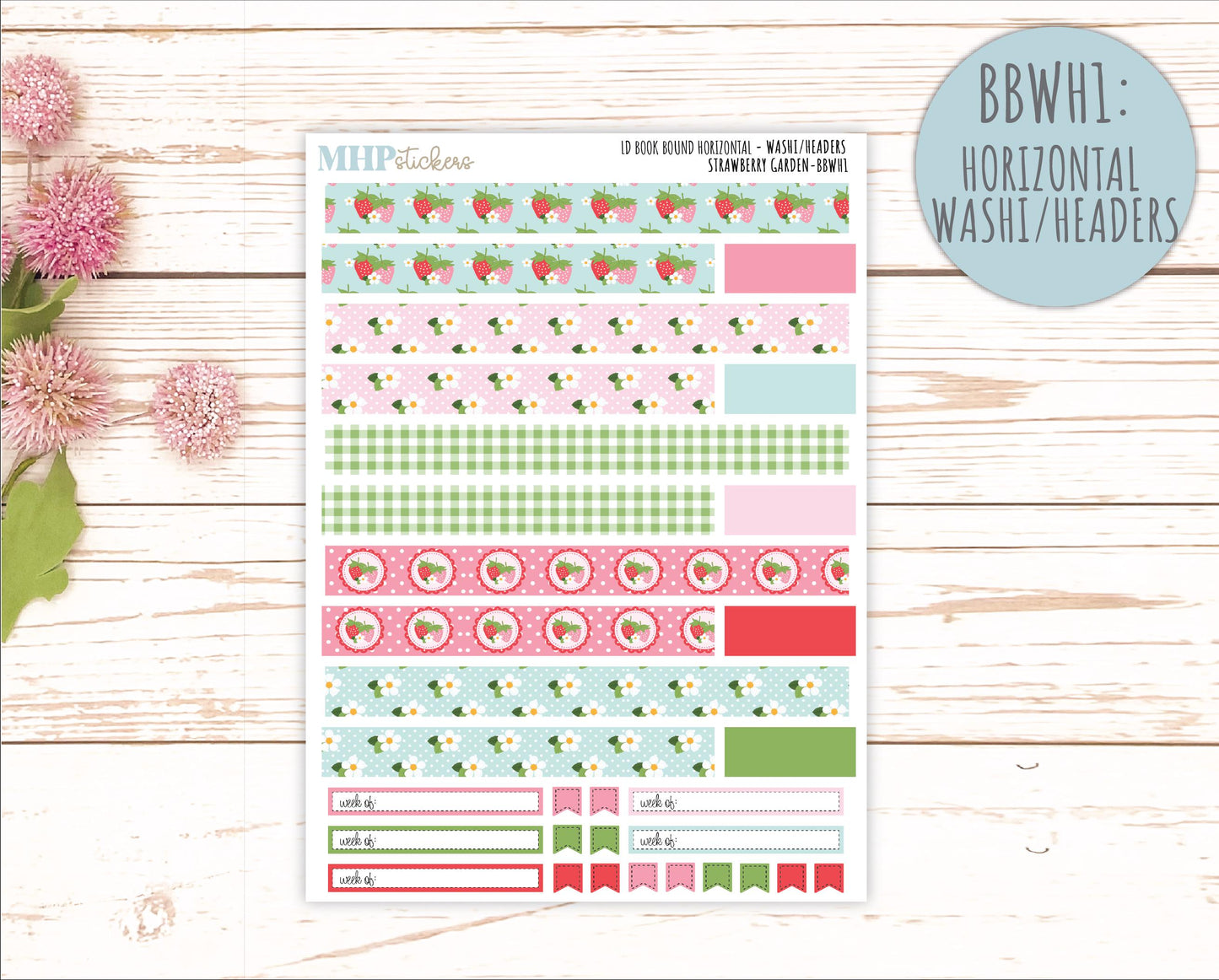 May 2025 Stickers for Laurel Denise BOOK BOUND Planner. "Strawberry Garden" || BB