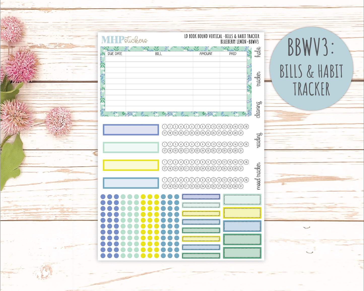 July 2025 Stickers for Laurel Denise BOOK BOUND Planner. "Blueberry Lemon" || BB