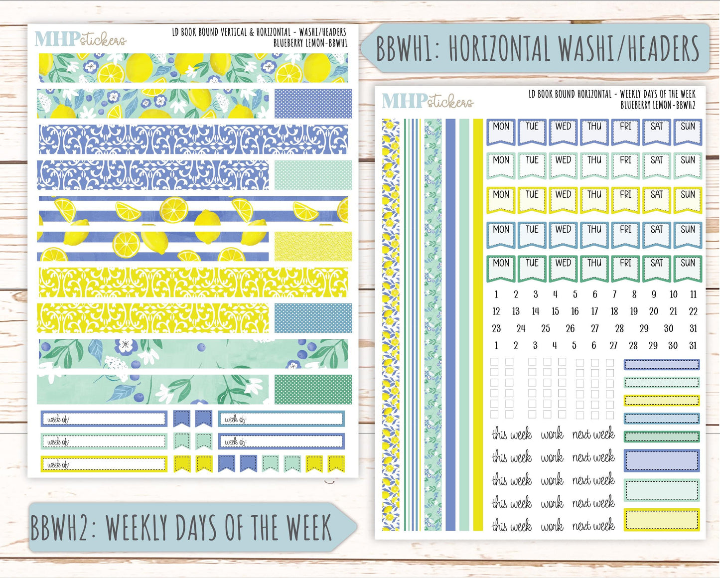 July 2025 Stickers for Laurel Denise BOOK BOUND Planner. "Blueberry Lemon" || BB