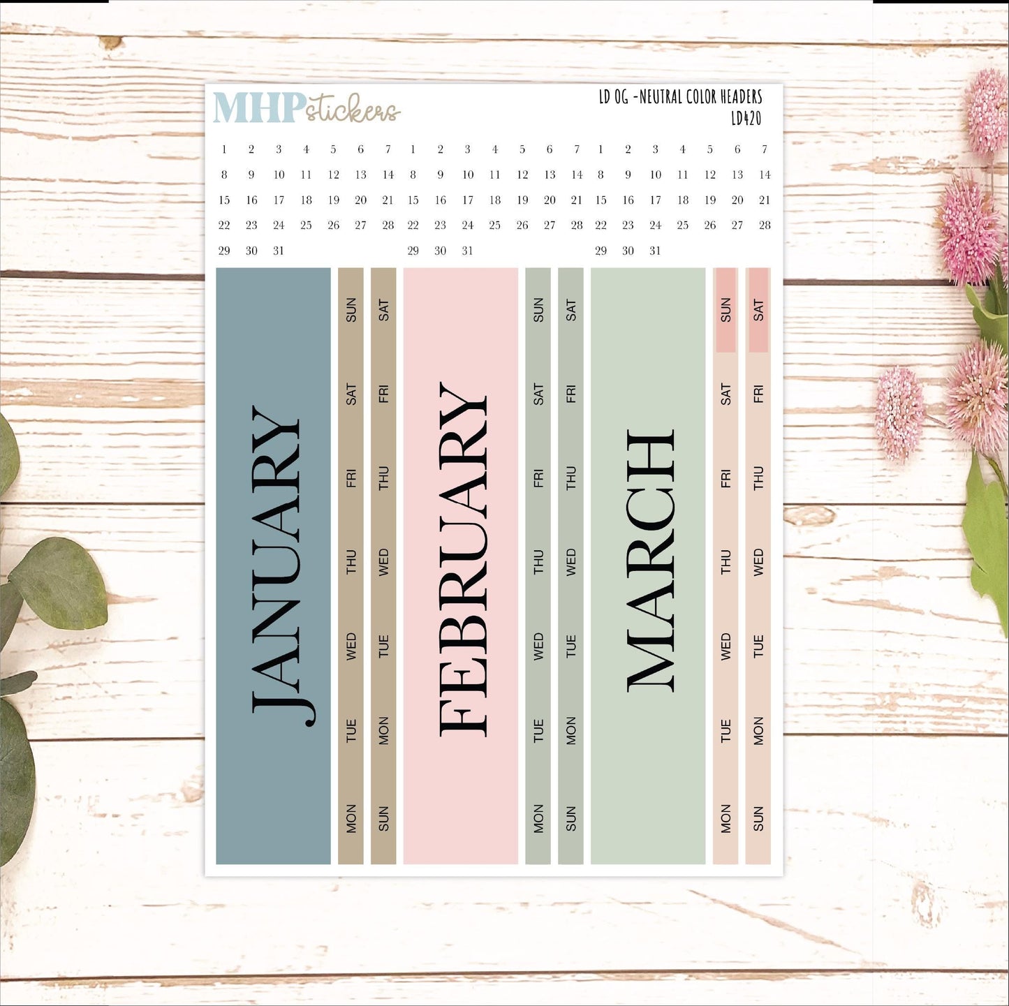 Neutral Color Monthly Headers Set for Laurel Denise ORIGINAL || LD420