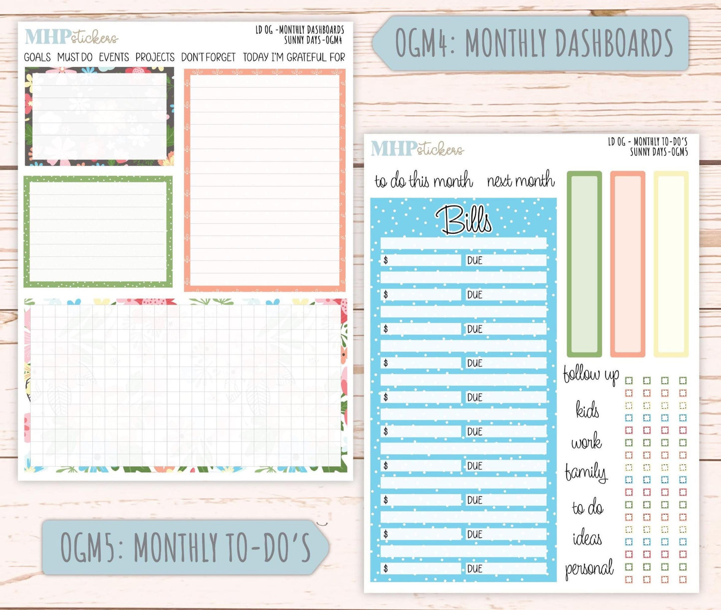 AUGUST 2025 Stickers for Original Size Horizontal & Vertical Laurel Denise Planners. "Sunny Days" || OGSD
