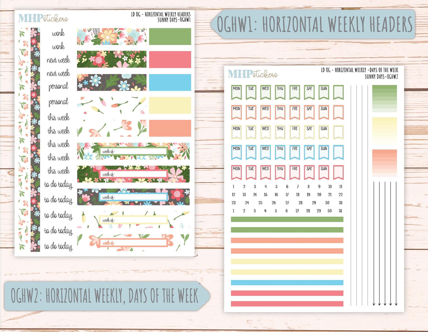 AUGUST 2025 Stickers for Original Size Horizontal & Vertical Laurel Denise Planners. "Sunny Days" || OGSD