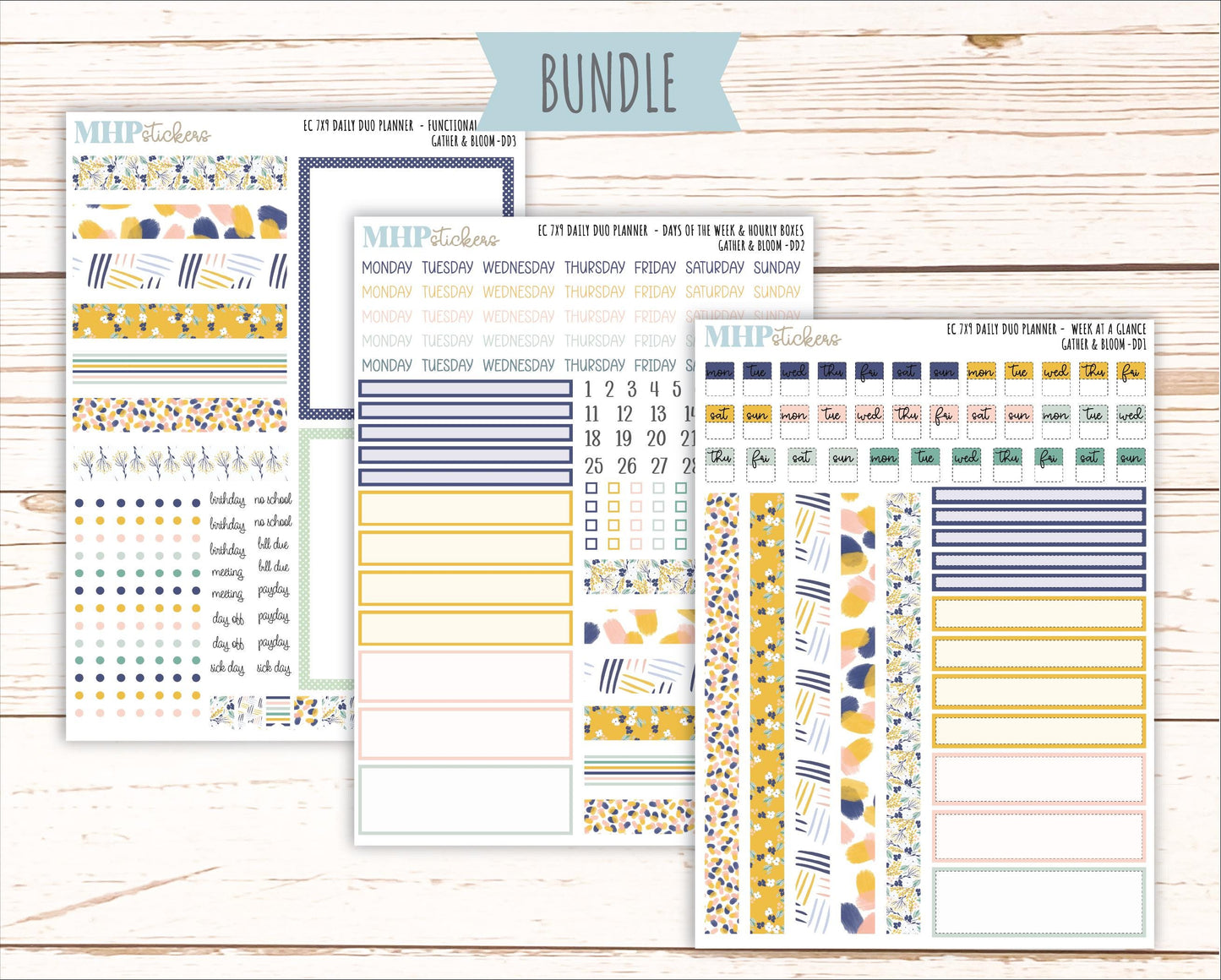 SEPTEMBER Daily Duo Sticker Kit for 7x9 Erin Condren Planners. "Gather and Bloom" || ECDD