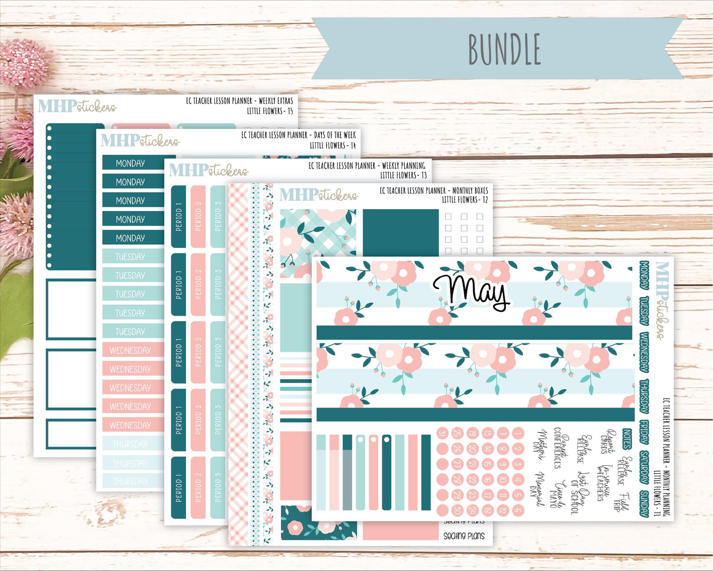 MAY Stickers for EC Teacher Lesson Planner. 2025 Collection "Little Flowers" || ECT
