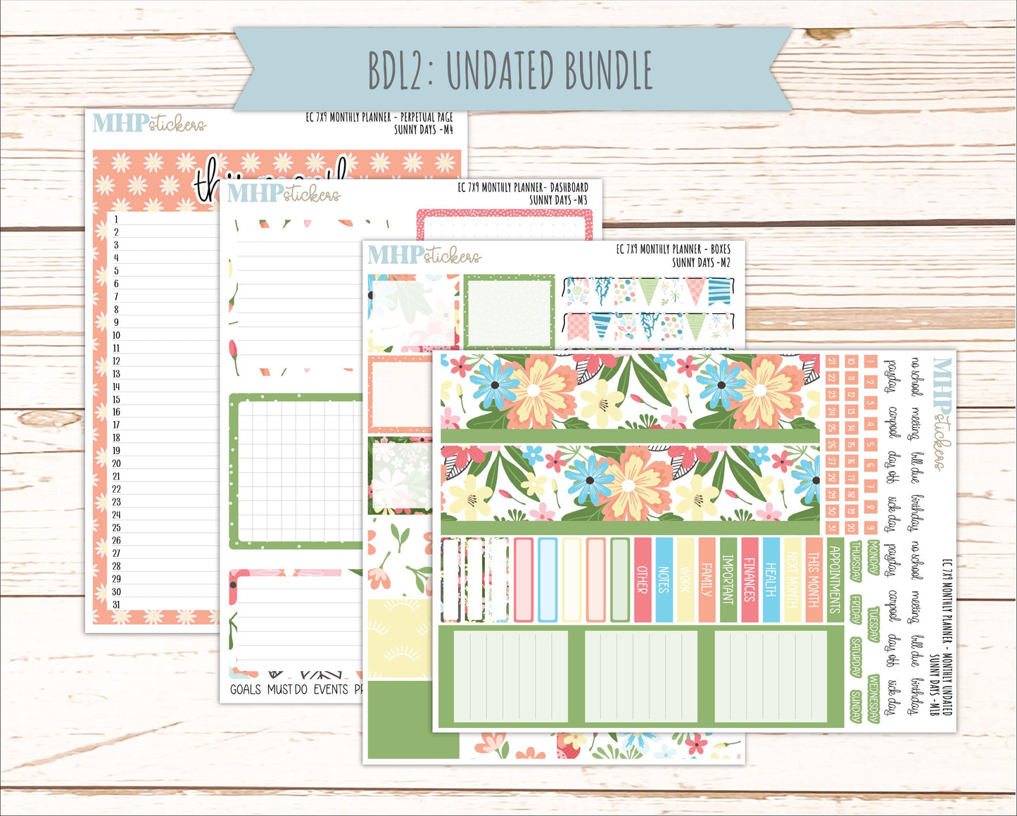 AUGUST MONTHLY Kit for 7x9 Erin Condren Planners. 2025 Collection "Sunny Days" || ECM
