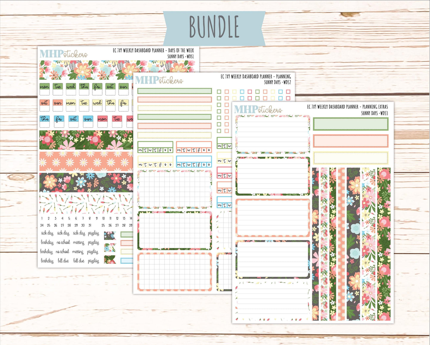 AUGUST Weekly Dashboard Kit for 7x9 Erin Condren Planners. "Sunny Days" || ECWDS