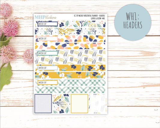 SEPTEMBER Weekly Horizontal Planning Kit for 7x9 Erin Condren Planners. "Gather and Bloom" || ECWH