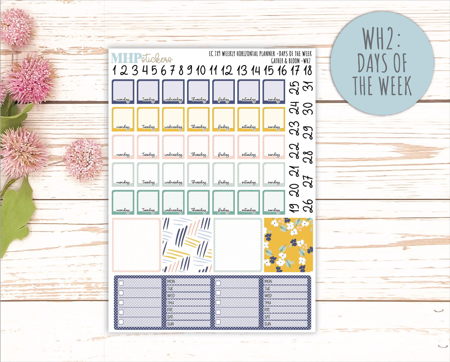 SEPTEMBER Weekly Horizontal Planning Kit for 7x9 Erin Condren Planners. "Gather and Bloom" || ECWH