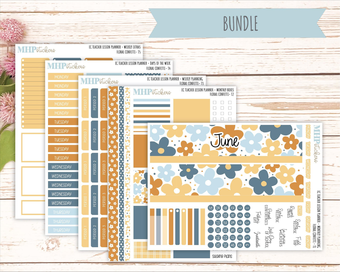 JUNE Stickers for EC Teacher Lesson Planner. 2025 Collection "Floral Confetti" || ECT