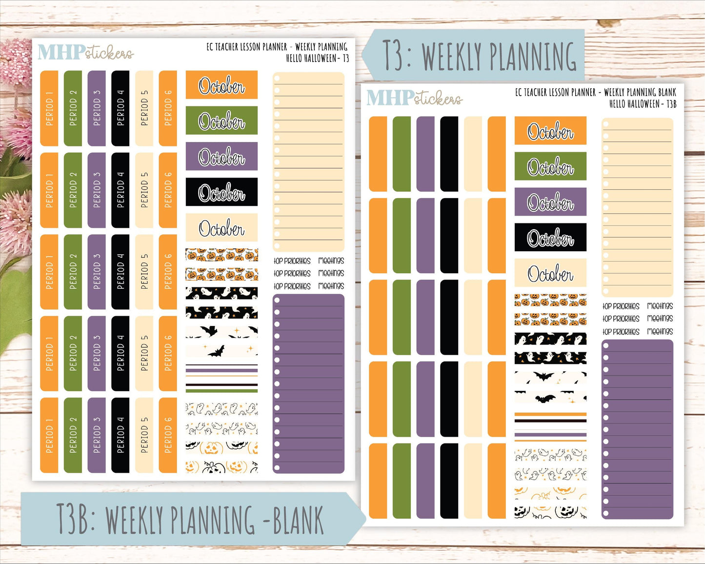 OCTOBER Stickers for EC Teacher Lesson Planner. 2025 Collection "Hello Halloween" || ECT