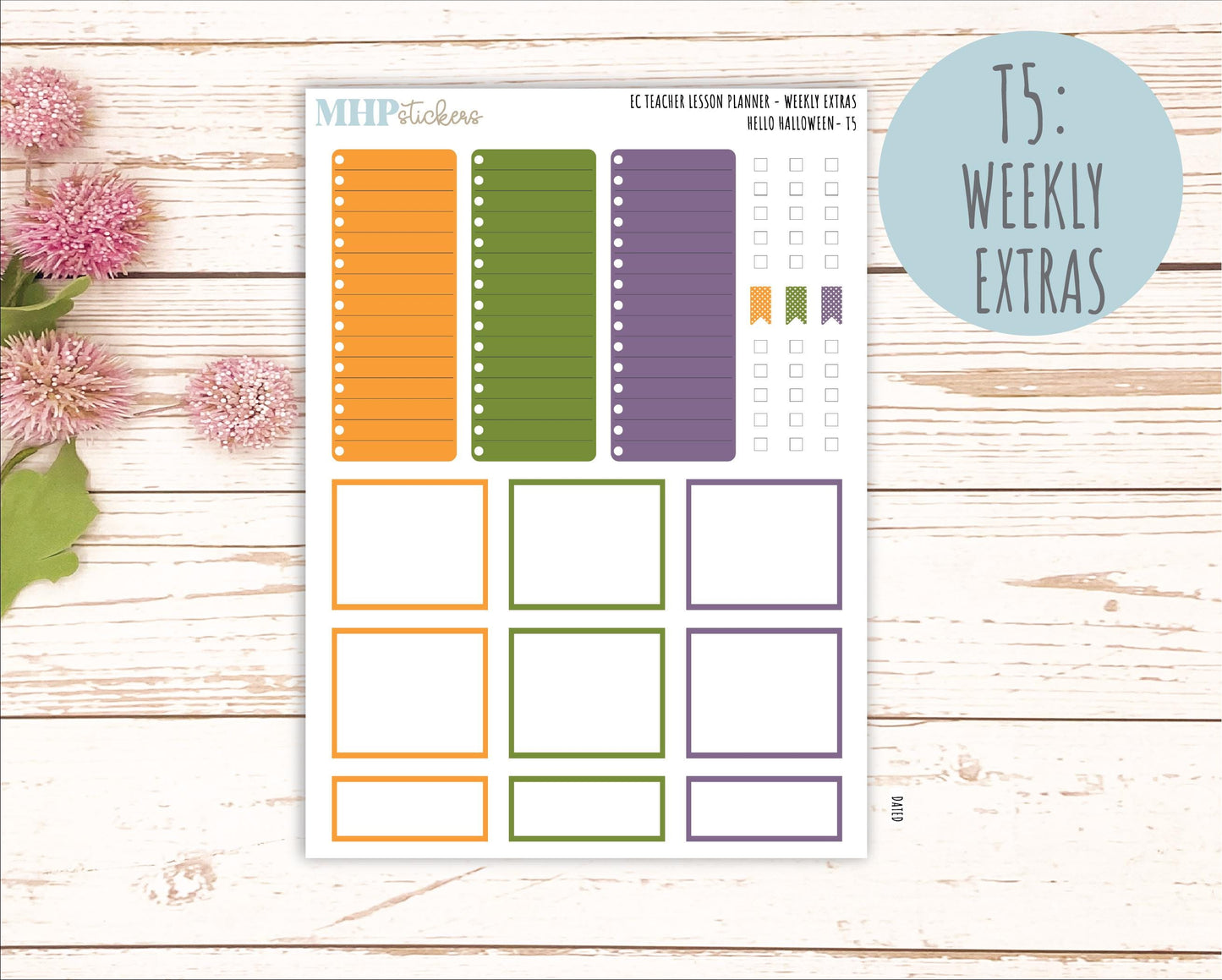 OCTOBER Stickers for EC Teacher Lesson Planner. 2025 Collection "Hello Halloween" || ECT