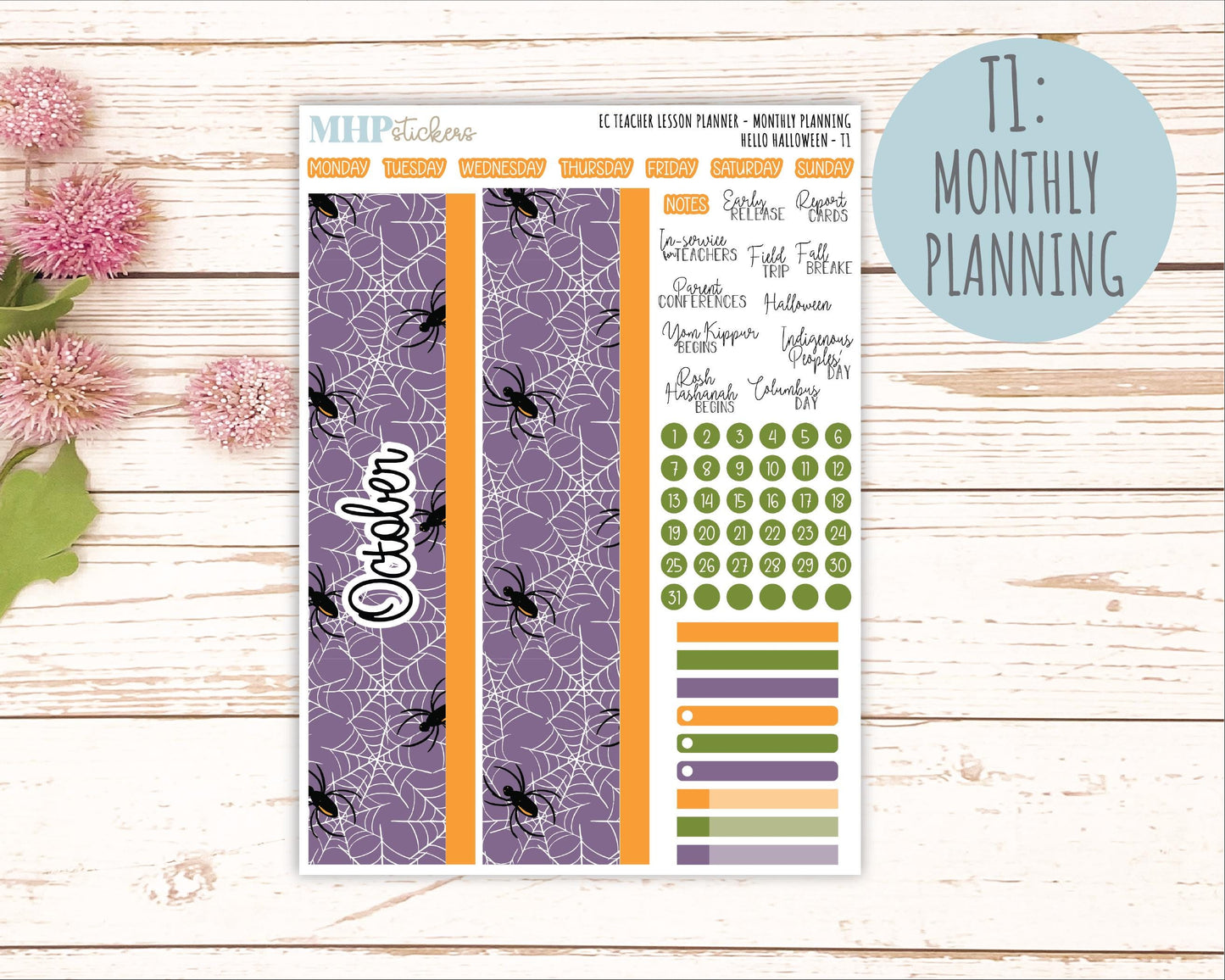 OCTOBER Stickers for EC Teacher Lesson Planner. 2025 Collection "Hello Halloween" || ECT