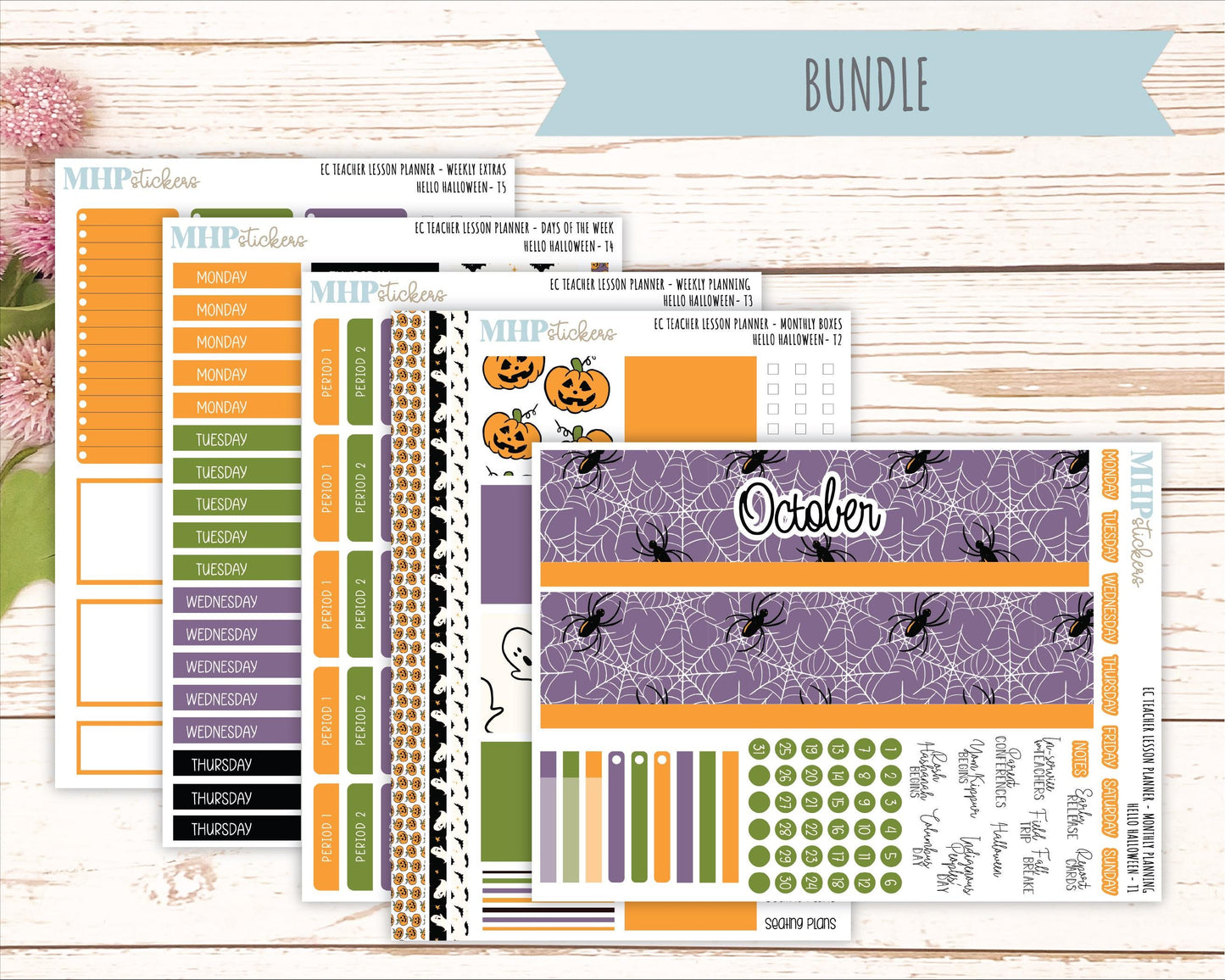 OCTOBER Stickers for EC Teacher Lesson Planner. 2025 Collection "Hello Halloween" || ECT