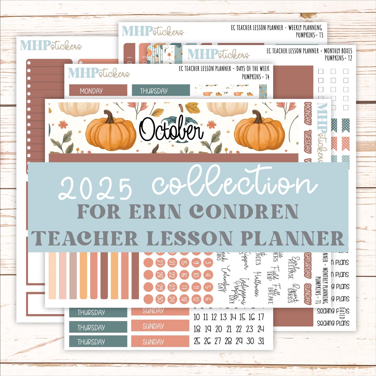 OCTOBER Stickers for EC Teacher Lesson Planner. 2025 Collection "Pumpkins" || ECT