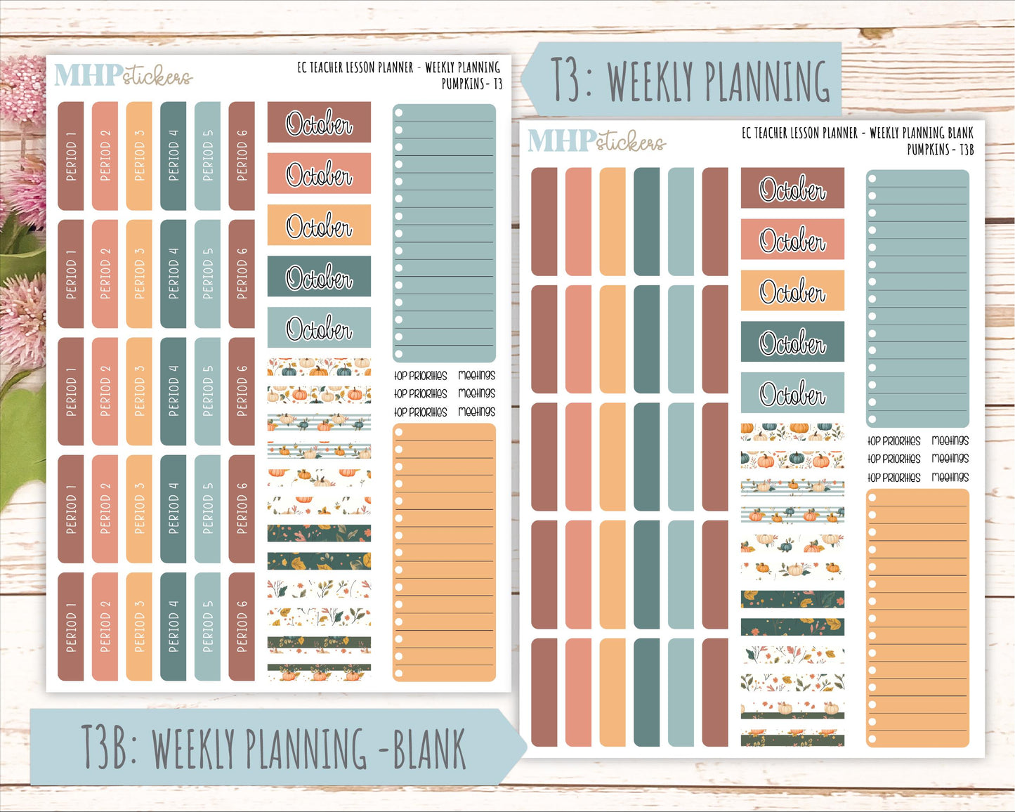 OCTOBER Stickers for EC Teacher Lesson Planner. 2025 Collection "Pumpkins" || ECT