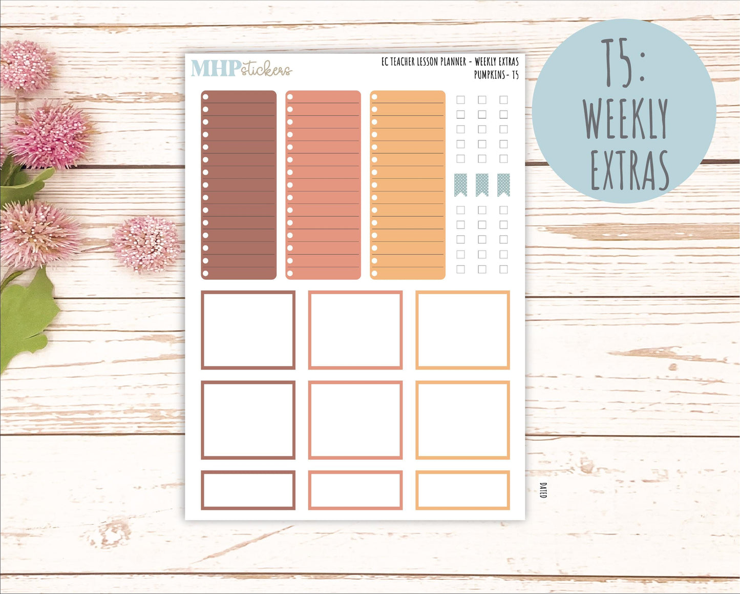 OCTOBER Stickers for EC Teacher Lesson Planner. 2025 Collection "Pumpkins" || ECT