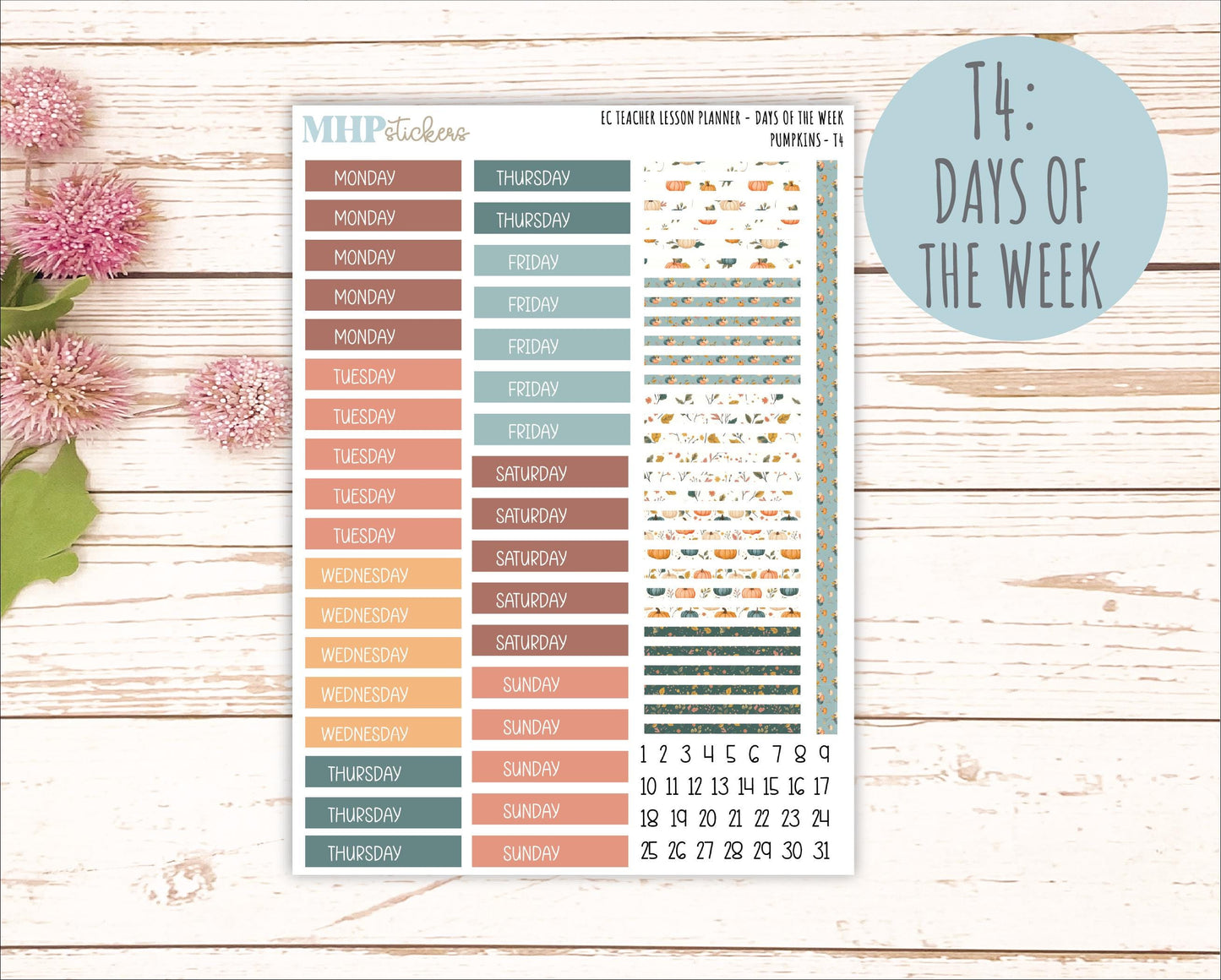 OCTOBER Stickers for EC Teacher Lesson Planner. 2025 Collection "Pumpkins" || ECT