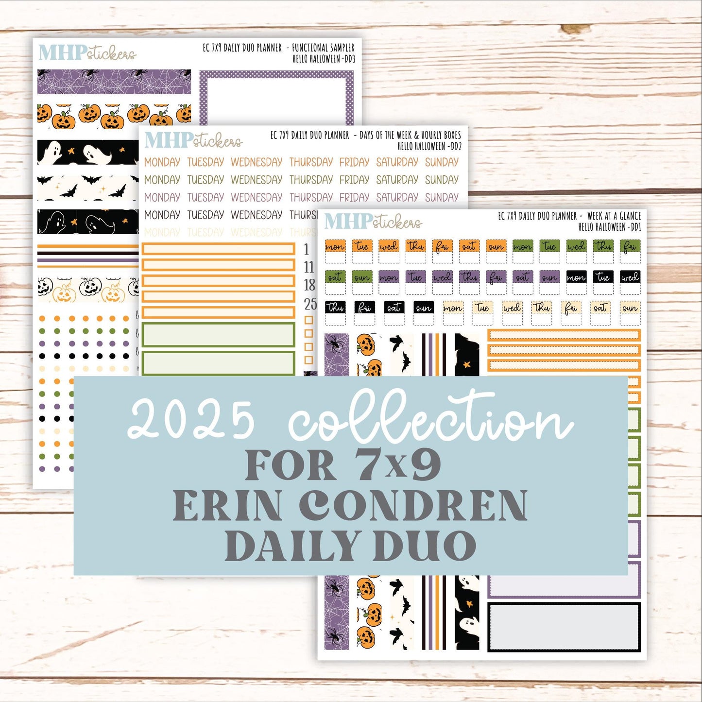 OCTOBER Daily Duo Sticker Kit for 7x9 Erin Condren Planners. "Hello Halloween" || ECDD