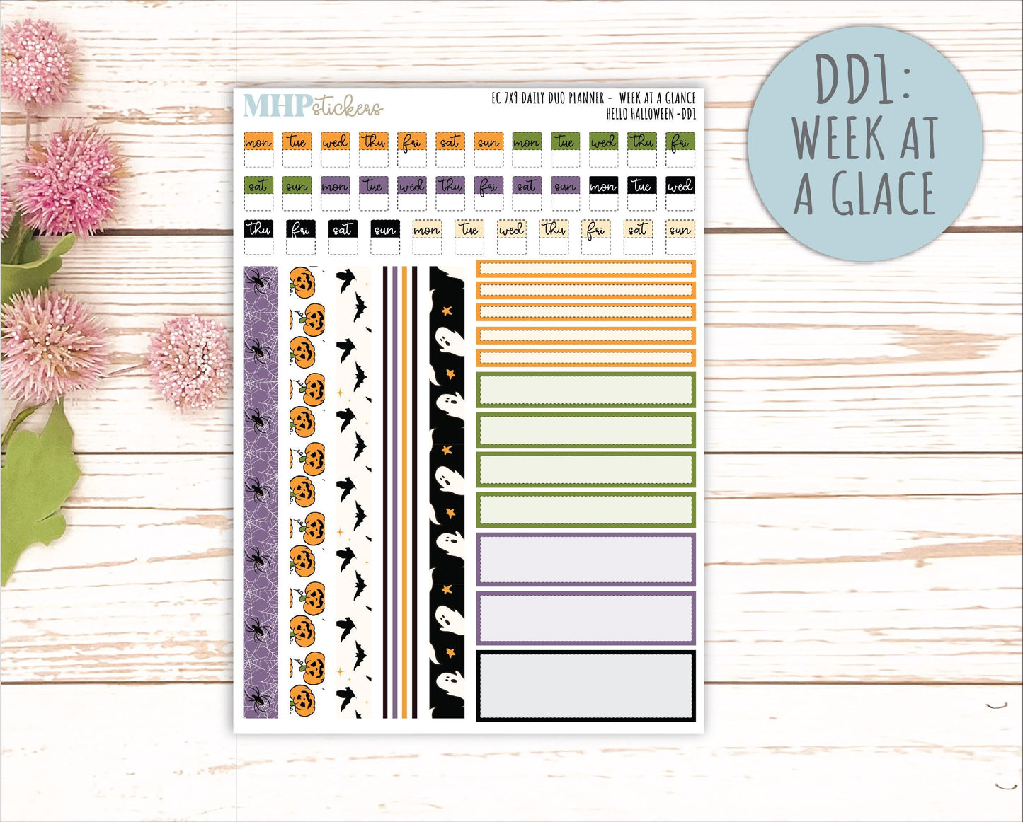 OCTOBER Daily Duo Sticker Kit for 7x9 Erin Condren Planners. "Hello Halloween" || ECDD