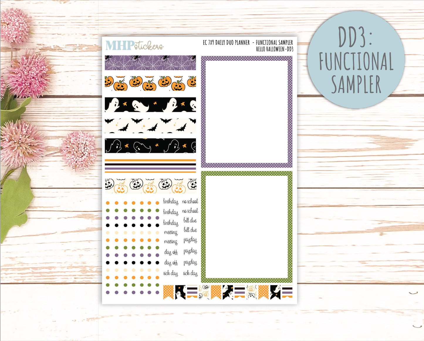 OCTOBER Daily Duo Sticker Kit for 7x9 Erin Condren Planners. "Hello Halloween" || ECDD