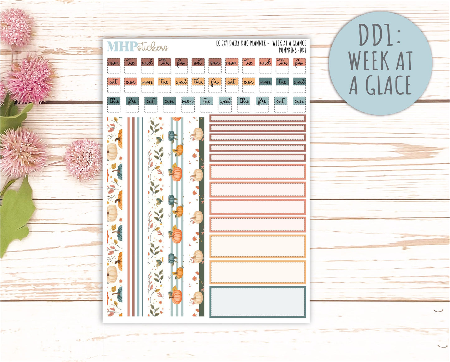 OCTOBER Daily Duo Sticker Kit for 7x9 Erin Condren Planners. "Pumpkins" || ECDD