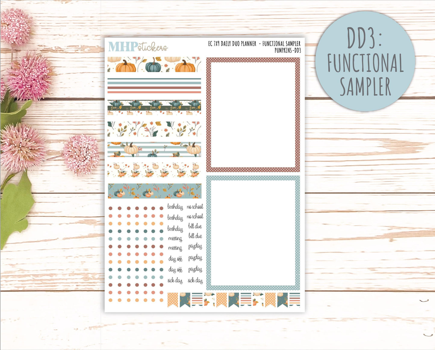 OCTOBER Daily Duo Sticker Kit for 7x9 Erin Condren Planners. "Pumpkins" || ECDD