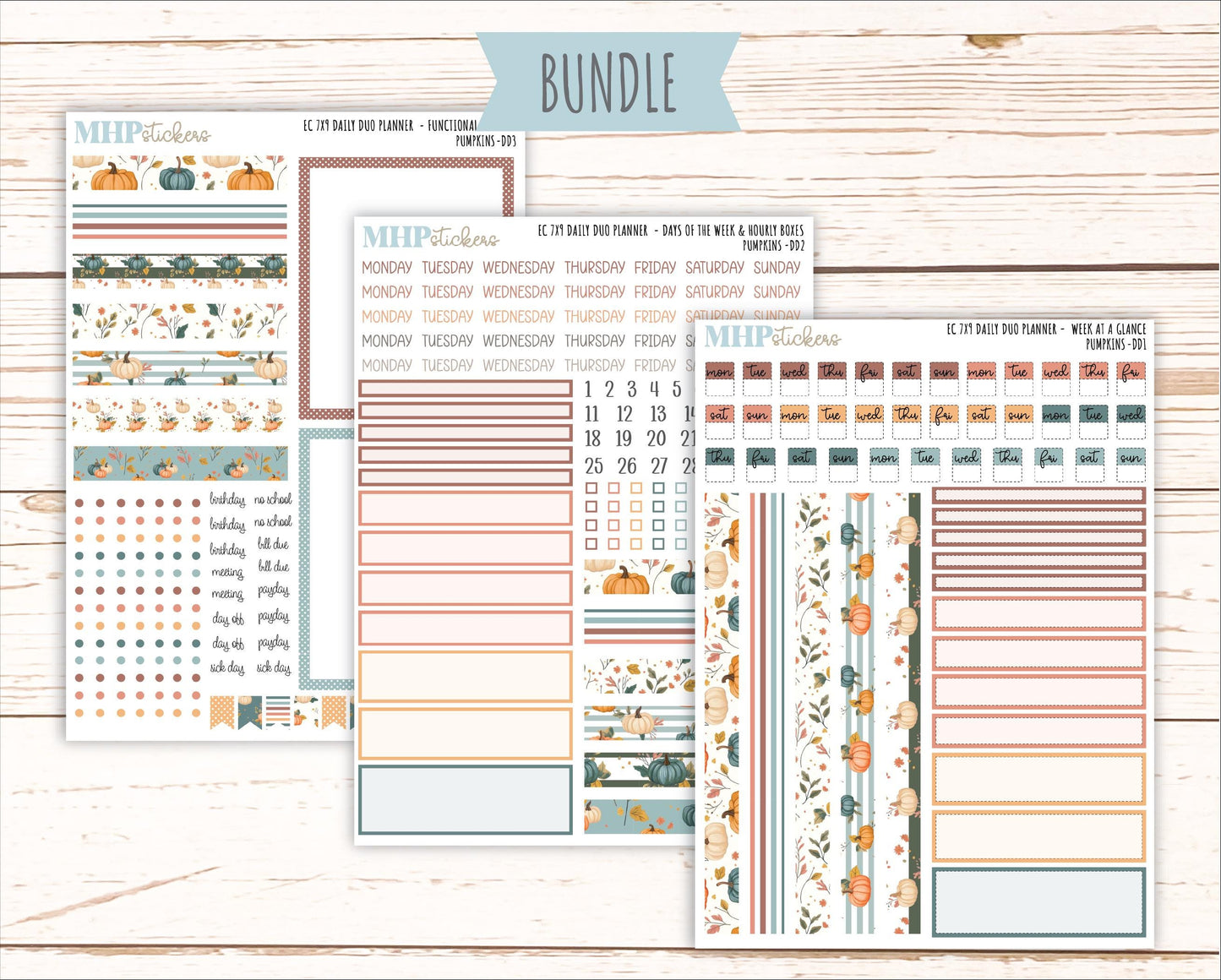 OCTOBER Daily Duo Sticker Kit for 7x9 Erin Condren Planners. "Pumpkins" || ECDD
