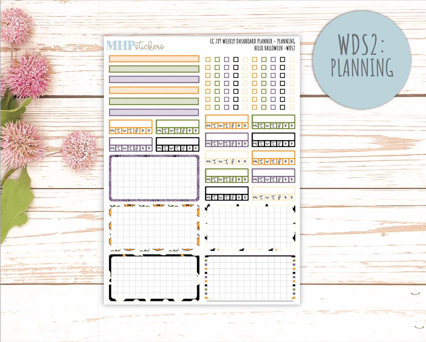 OCTOBER Weekly Dashboard Kit for 7x9 Erin Condren Planners. "Hello Halloween" || ECWDS