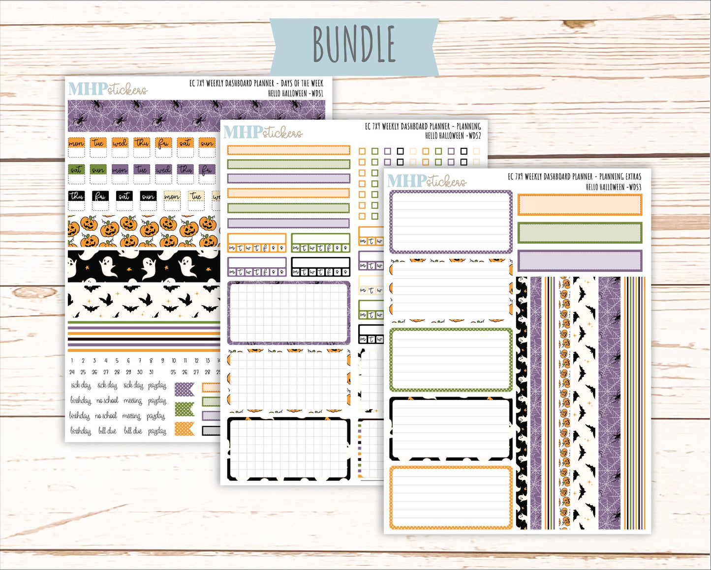 OCTOBER Weekly Dashboard Kit for 7x9 Erin Condren Planners. "Hello Halloween" || ECWDS