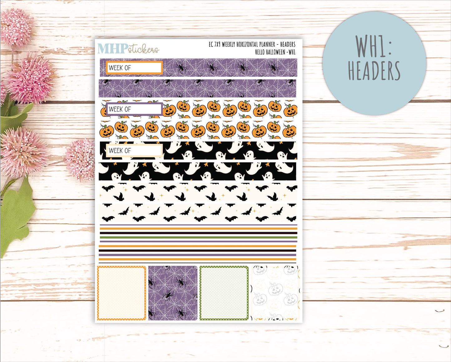 OCTOBER Weekly Horizontal Planning Kit for 7x9 Erin Condren Planners. "Hello Halloween" || ECWH
