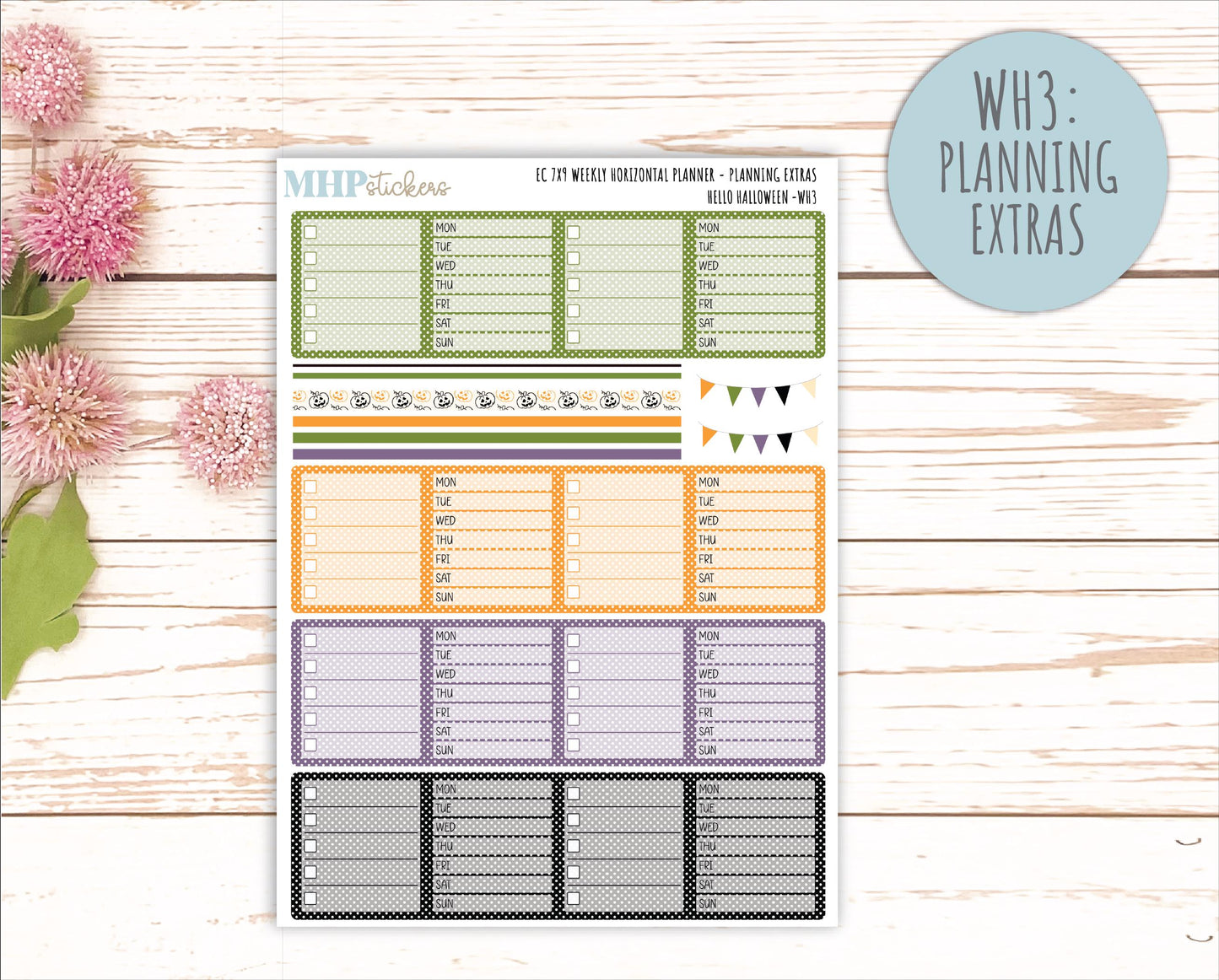 OCTOBER Weekly Horizontal Planning Kit for 7x9 Erin Condren Planners. "Hello Halloween" || ECWH