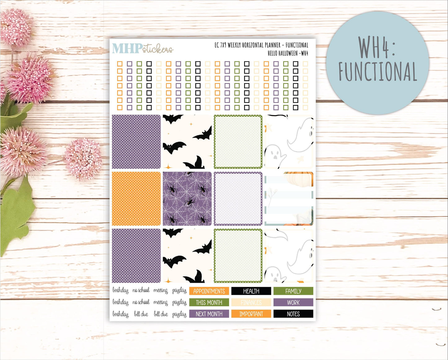 OCTOBER Weekly Horizontal Planning Kit for 7x9 Erin Condren Planners. "Hello Halloween" || ECWH