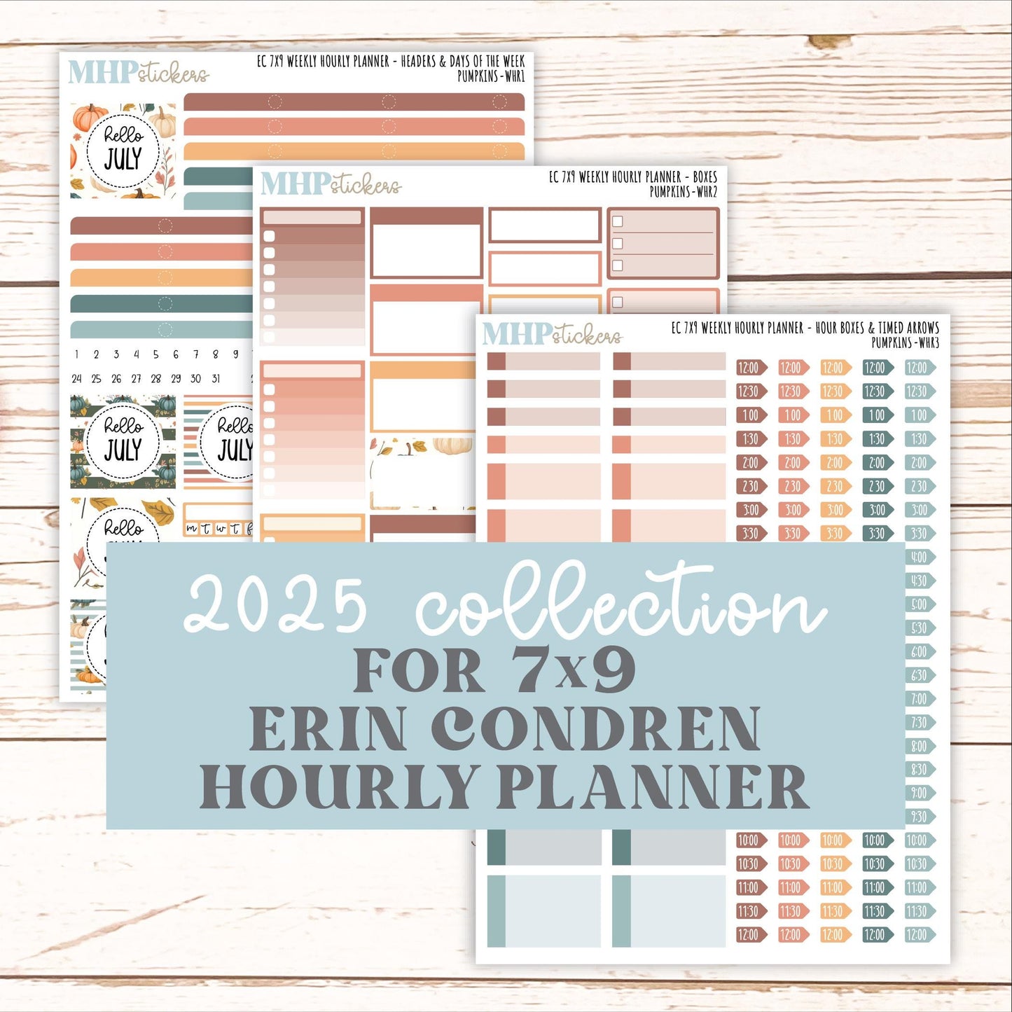 OCTOBER Weekly Hourly Planning Kits for 7x9 Erin Condren Planners. "Pumpkins" || ECWHR