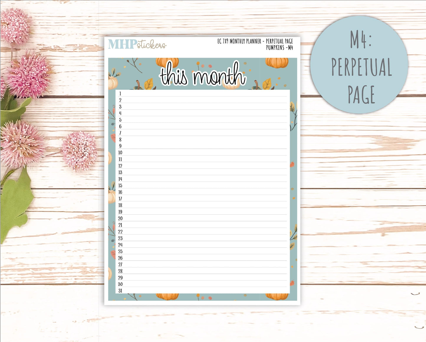 OCTOBER MONTHLY Kit for 7x9 Erin Condren Planners. 2025 Collection "Pumpkins" || ECM