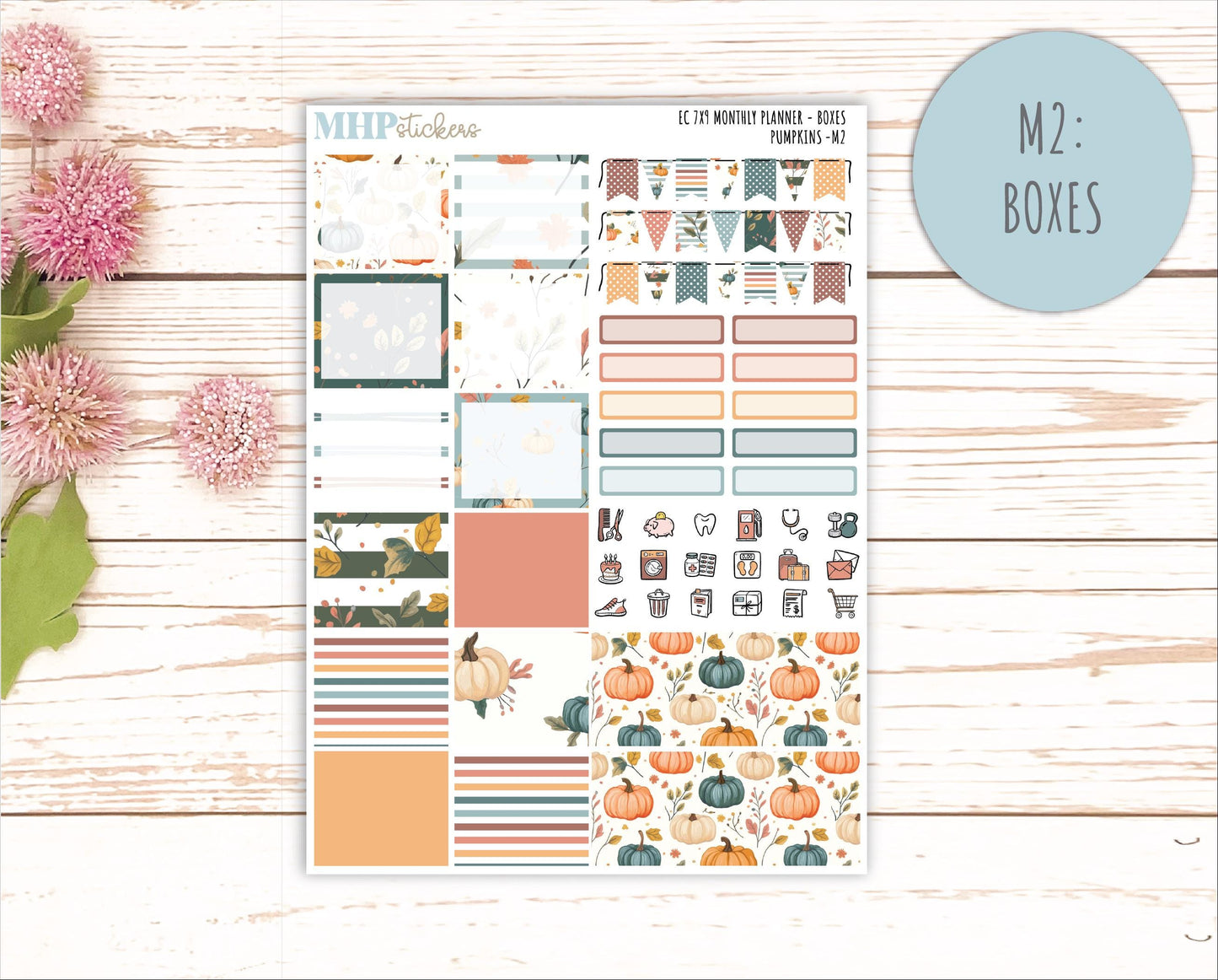 OCTOBER MONTHLY Kit for 7x9 Erin Condren Planners. 2025 Collection "Pumpkins" || ECM