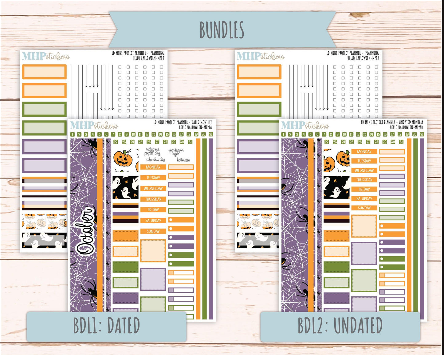 OCTOBER 2025 Stickers for LD Mini 4-Column Planner (Formerly Mini Project Planner) "Hello Halloween" || MPP