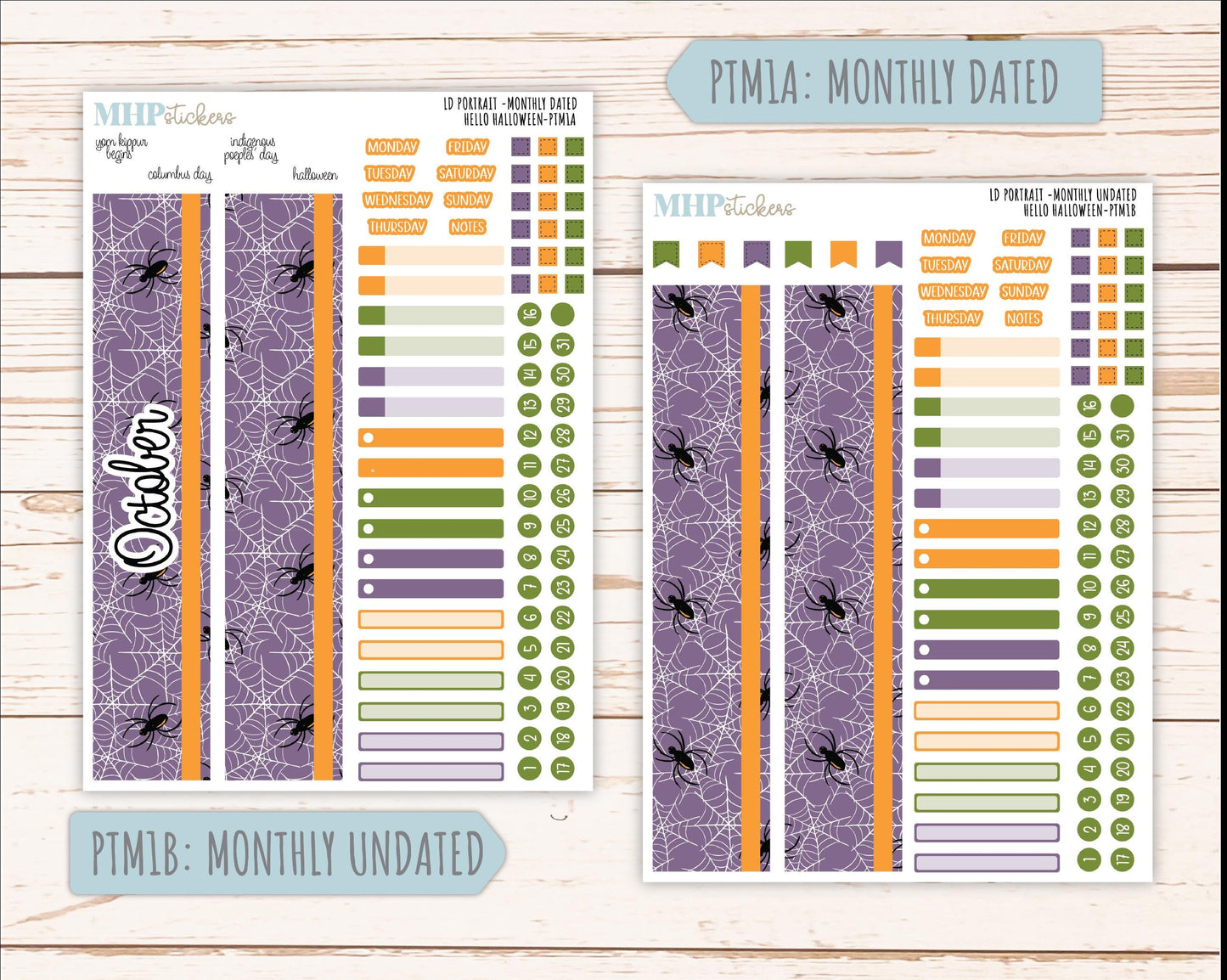 OCTOBER 2025 Stickers for Laurel Denise Portrait Planners. "Hello Halloween" || PT