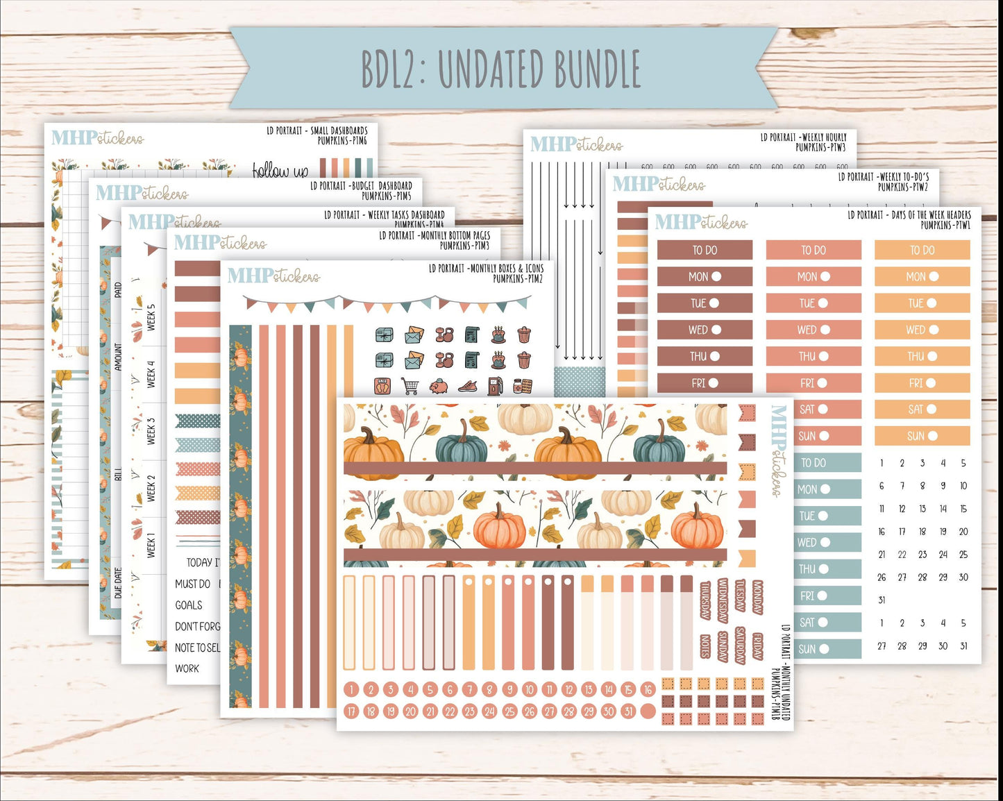 OCTOBER 2025 Stickers for Laurel Denise Portrait Planners. "Pumpkins || PT