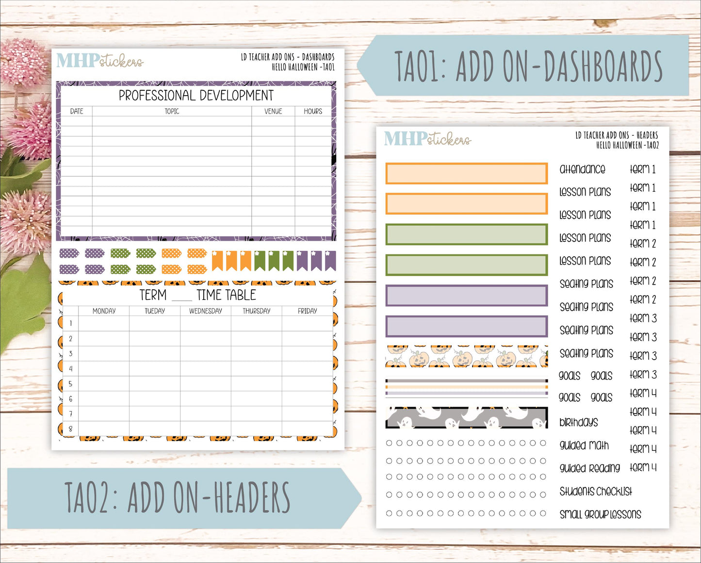 OCTOBER Stickers for Laurel Denise Teacher Planners. "Hello Halloween" || TC