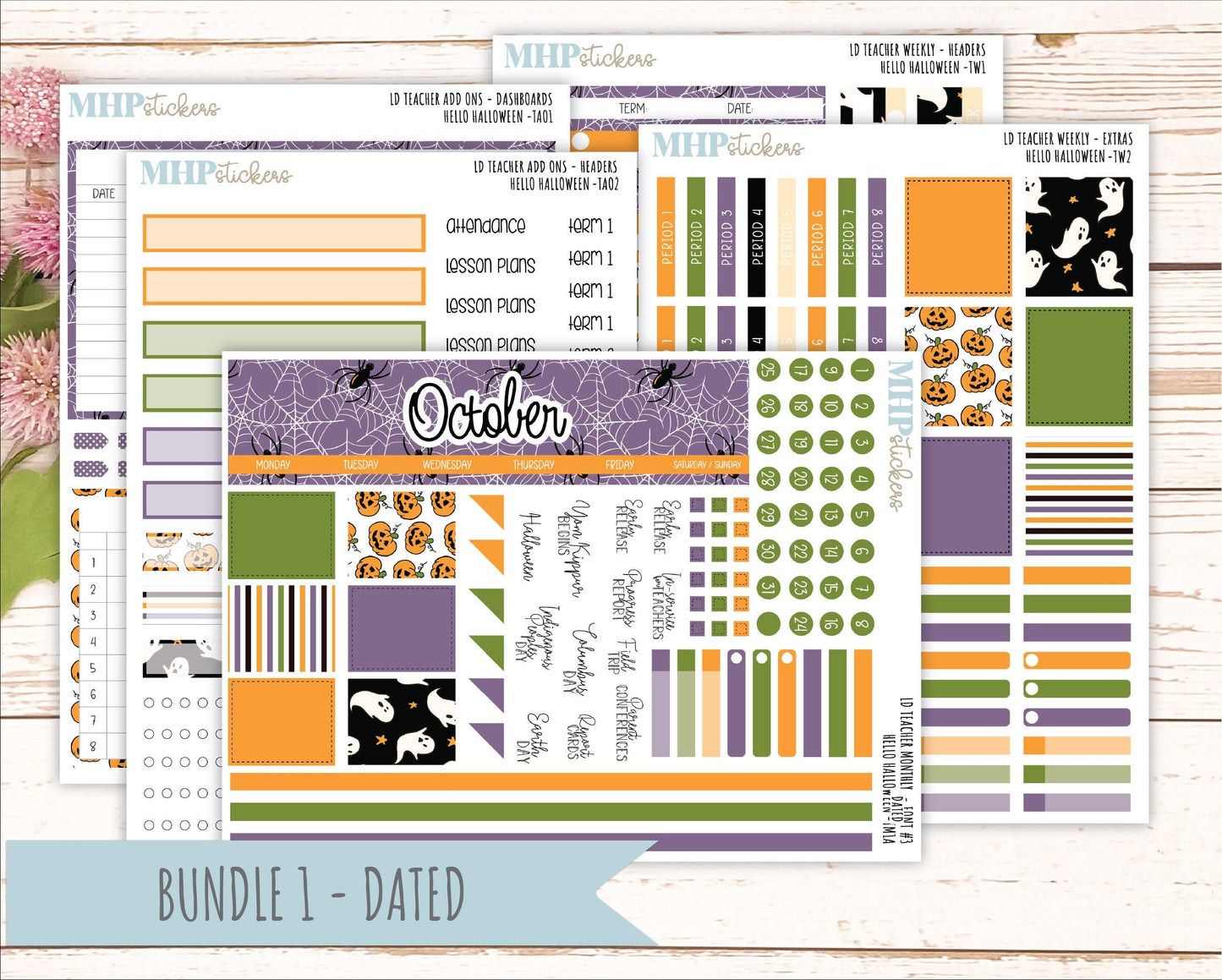 OCTOBER Stickers for Laurel Denise Teacher Planners. "Hello Halloween" || TC
