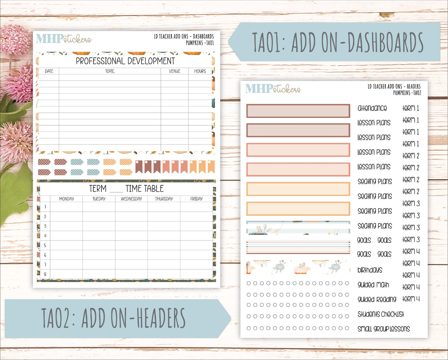 OCTOBER Stickers for Laurel Denise Teacher Planners. "Pumpkins" || TC