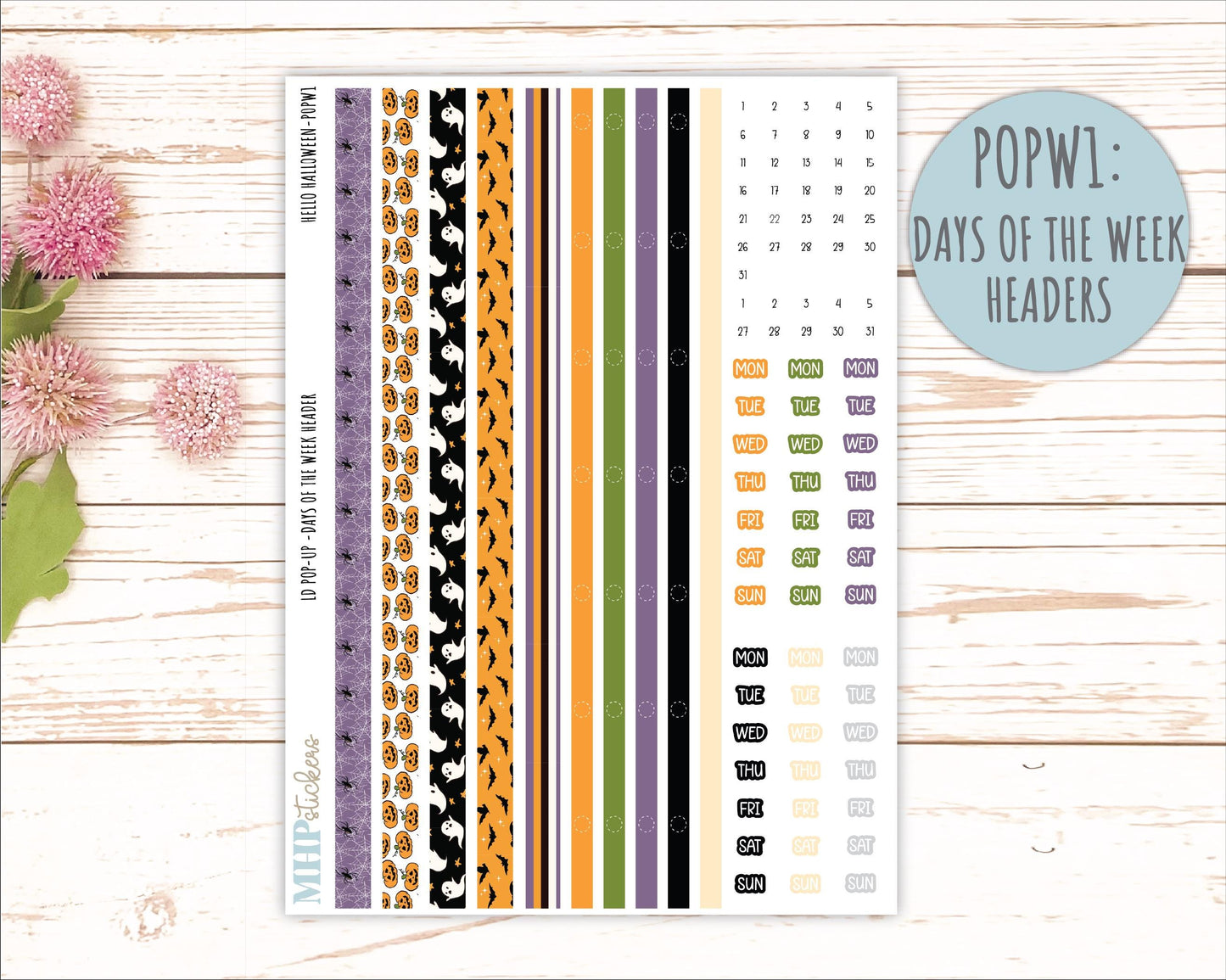 October 2025 Stickers for Laurel Denise POP-UP Planner. "Hello Halloween" || POP