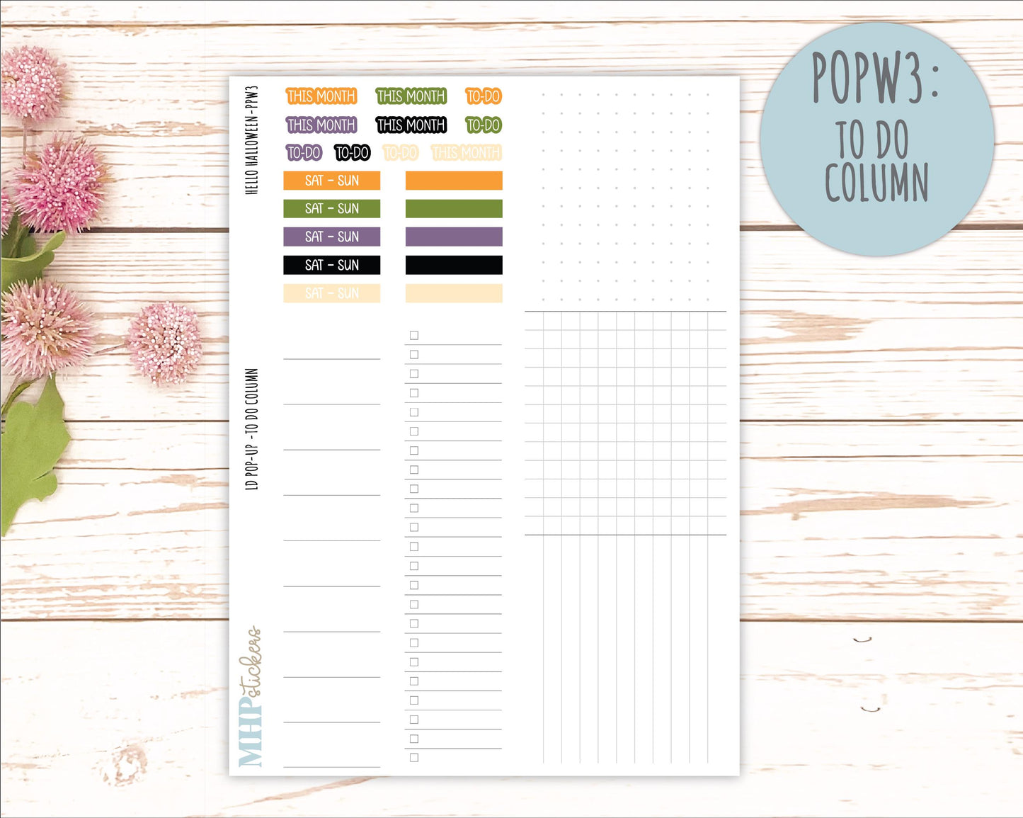 October 2025 Stickers for Laurel Denise POP-UP Planner. "Hello Halloween" || POP