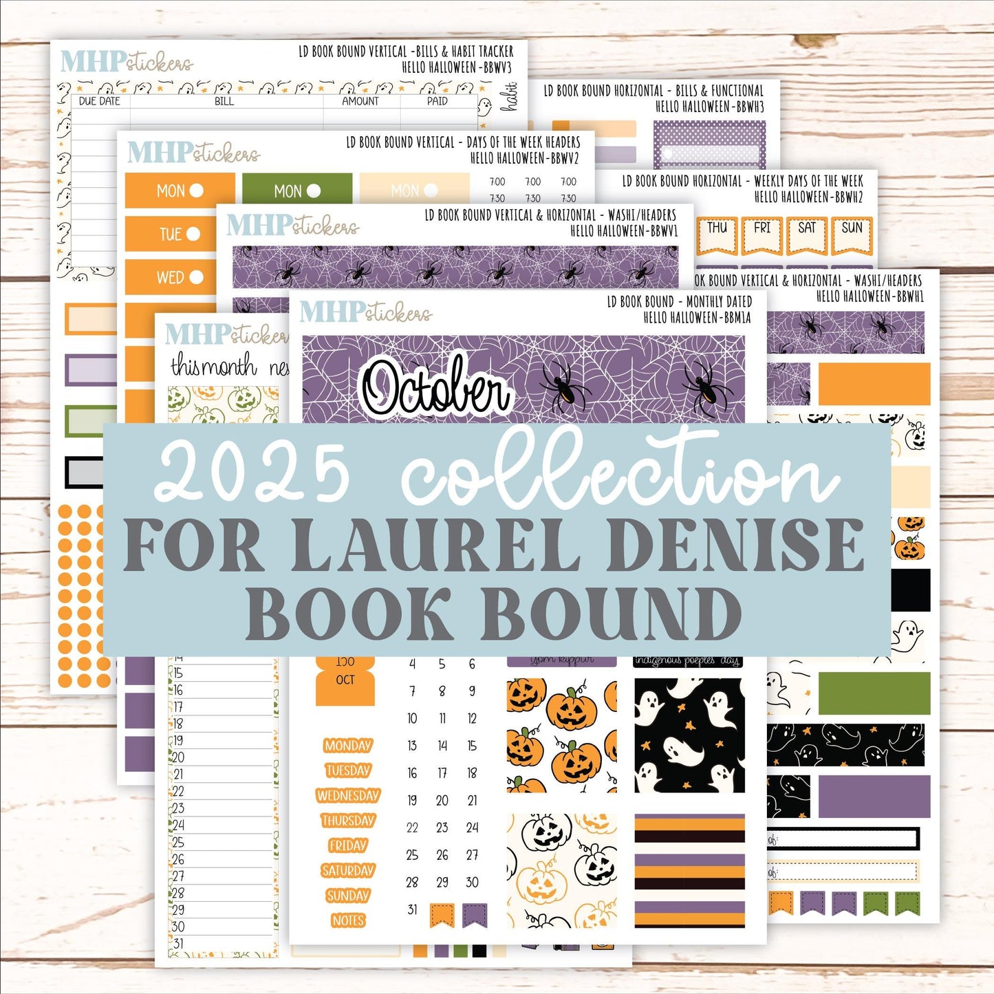 OCTOBER 2025 Stickers for Laurel Denise Book Bound Planner (Amanda's Collab). "Hello Halloween" || BB