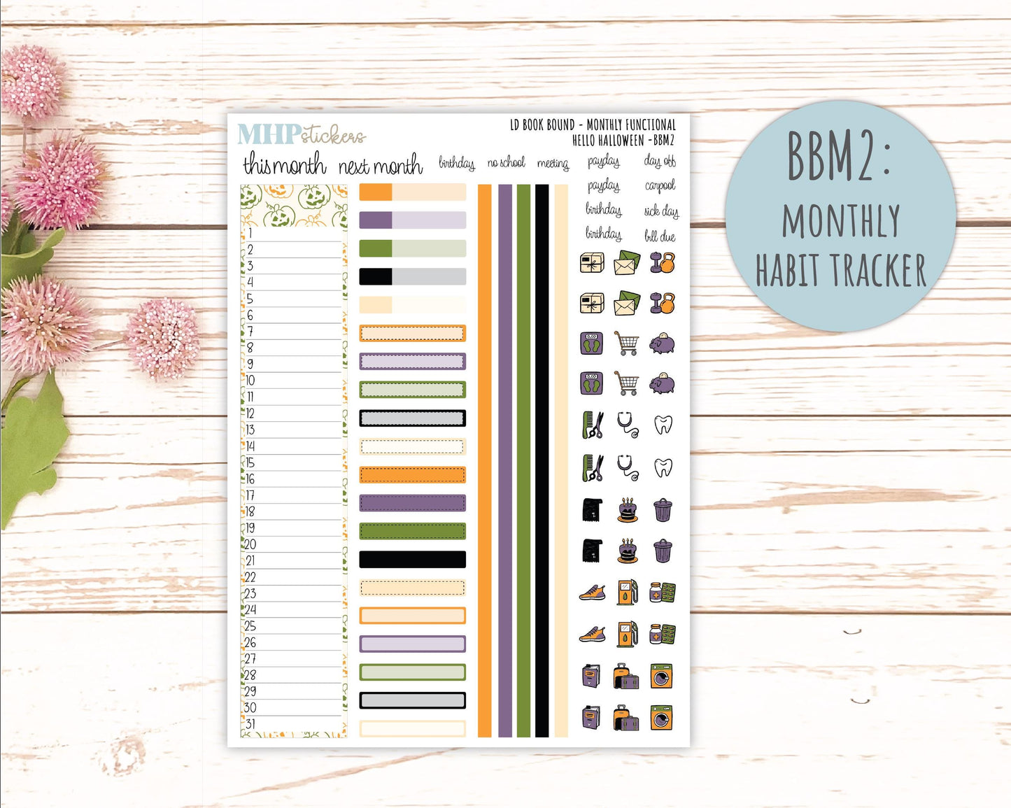 OCTOBER 2025 Stickers for Laurel Denise Book Bound Planner (Amanda's Collab). "Hello Halloween" || BB