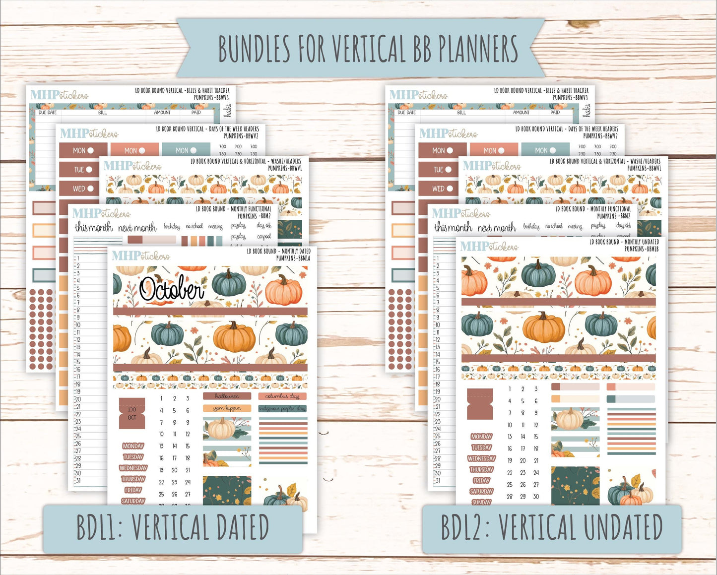 OCTOBER 2025 Stickers for Laurel Denise Book Bound Planner (Amanda's Collab). "Pumpkins" || BB